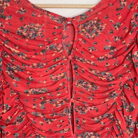 NWT Free People Briella Ruched Floral Midi Dress Bloom Combo Red XL - Picture 14 of 16